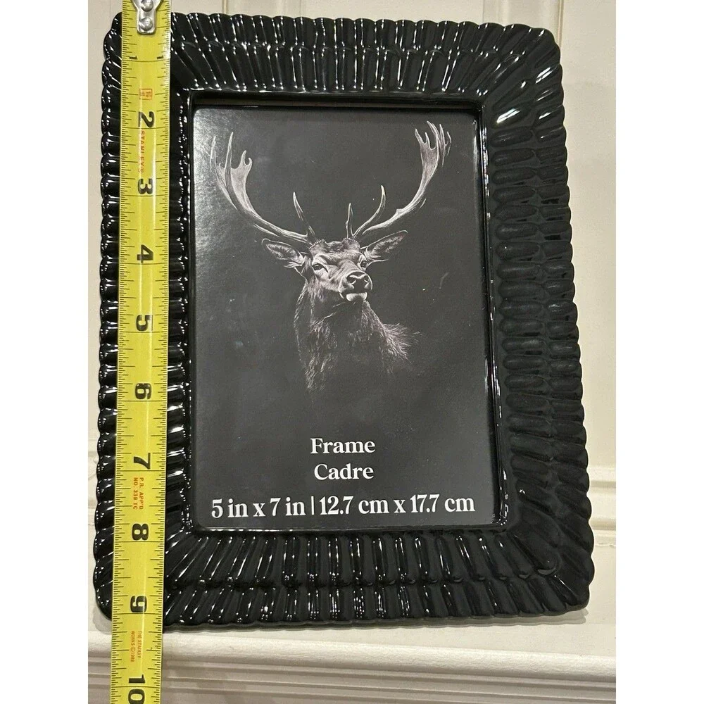 Ashland Silent Night Black Glossy Rectangle Freestanding Photo Frame 5x7 in